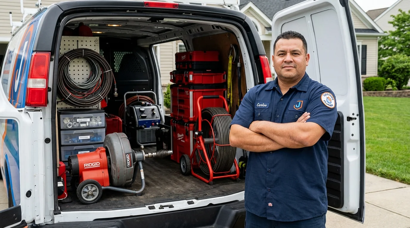 Professional drain cleaning equipment and Johns Plumbing LLC plumber in Saluda